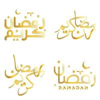 Vektor Illustration von golden Ramadan kareem Kalligraphie mit Arabisch Typografie zum Muslim Feierlichkeiten.