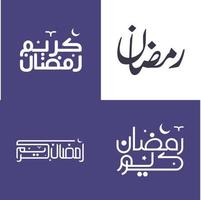 feiern Ramadan kareem mit einfach und elegant Arabisch Kalligraphie Pack im modern Stil. vektor