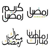 schwarz Ramadan kareem Gruß Karte mit Arabisch Kalligraphie Design. vektor