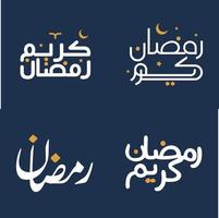 Arabisch Typografie Vektor Illustration zum Weiß Kalligraphie und Orange Design Elemente Ramadan kareem wünscht sich.