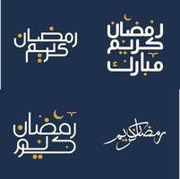 Vektor Illustration von Ramadan kareem mit Weiß Kalligraphie und Orange Design Elemente.