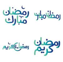 elegant Gradient Grün und Blau Kalligraphie zum Ramadan kareem Schöne Grüße Vektor Design.