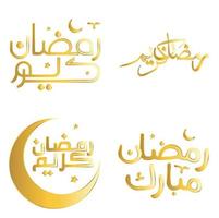 elegant golden Vektor Illustration von Ramadan kareem mit Arabisch Kalligraphie zum Muslim Feierlichkeiten.