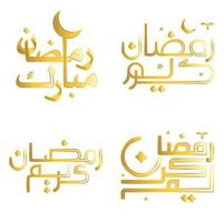 Vektor golden Ramadan kareem Gruß Karte mit Arabisch Kalligraphie Design zum Muslim Feierlichkeiten.