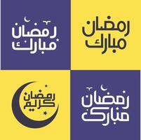 minimalistisch Arabisch Kalligraphie Pack zum feiern das heilig Monat von Fasten im Vektor Illustration.