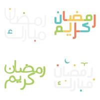 ramadan kareem hälsning kort med islamic arabicum typografi design. vektor