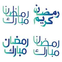 elegant Gradient Grün und Blau Ramadan kareem Vektor Design mit islamisch Kalligraphie.