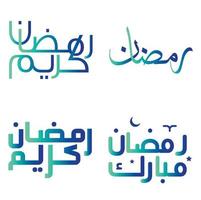 Gradient Grün und Blau Ramadan kareem Arabisch Kalligraphie Vektor Design zum das heilig Monat von Ramadan.
