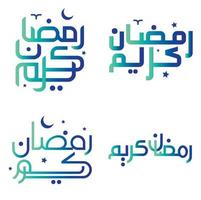 elegant lutning grön och blå ramadan kareem vektor illustration för islamic firande.
