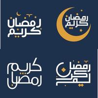 feiern Ramadan kareem mit elegant Weiß Kalligraphie und Orange Design Elemente Vektor Design.