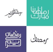 minimalistisch Ramadan kareem Kalligraphie Pack im Arabisch Skript zum heilig Monat von Fasten. vektor