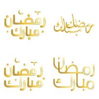 elegant golden Vektor Illustration von Ramadan kareem mit Arabisch Kalligraphie.