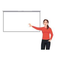 Geschäft Frau erklären auf das Whiteboard vektor