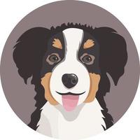 vektor leende Berner berg hund avatar, tunga hängande ut. söt tecknad serie sällskapsdjur. inhemsk djur-