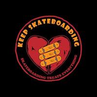 Skateboarding heilt ein gebrochen Herz Vektor Illustration zum t Shirt, Emblem und Logo