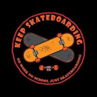 Skateboarding gekreuzt zum Logo T-Shirt bekleidung Vektor