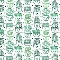 Vektor Kaktus nahtlos Muster. kawaii Kakteen mit Spaß Gesichter. Ideal zum Baby Textilien oder Verpackung Papier.