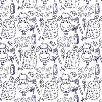 nahtlos kindisch Muster mit süß Kuh. kreativ Kinder Textur zum Stoff, Verpackung, Textil, Hintergrund, Kleidung. Vektor Illustration