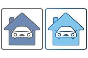 Auto Bedienung Symbol Illustration. Auto Symbol mit Haus. Symbol verbunden zu Auto Service, Auto Reparatur. zwei Ton Symbol Stil, geradlinig Farbe. einfach Vektor Design editierbar