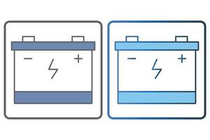 Auto Batterie Symbol Illustration. Symbol verbunden zu Auto Service, Auto Reparatur. zwei Ton Symbol Stil, geradlinig Farbe. einfach Vektor Design editierbar