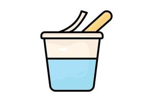 yoghurt ikon illustration. ikon relaterad till matlagning kryddor. två tona ikon stil, linjär Färg. enkel vektor design redigerbar