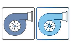 Auto Turbine Symbol Illustration. Symbol verbunden zu Auto Service, Auto Reparatur. zwei Ton Symbol Stil, geradlinig Farbe. einfach Vektor Design editierbar