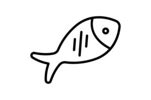 Fisch Symbol Illustration. Symbol verbunden zu Meeresfrüchte. Gliederung Symbol Stil. einfach Vektor Design editierbar