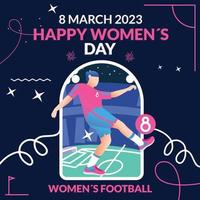 posta Lycklig kvinnors dag 8 Mars 2023 för fotboll kvinnor vektor