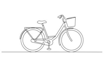 vuxen kvinna cykel kontinuerlig linje konst för vektor illustration, företag transport. offentlig fordon begrepp