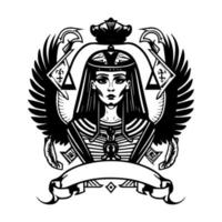 skön egyptisk cleopatra logotyp hand dragen ilustration vektor