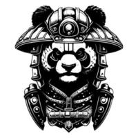 wütend Panda Illustration Logo schwarz und Weiß Hand gezeichnet Illustration vektor