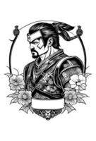 japanisch Samurai heraldisch Banner schwarz und Weiß Hand gezeichnet Illustration vektor