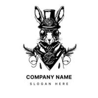 Hase mit ein Steampunk Hut ein einzigartig und unvergesslich Logo Illustration vektor