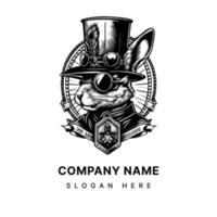 Hase mit ein Steampunk Hut ein einzigartig und unvergesslich Logo Illustration vektor