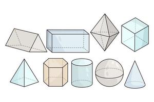 uppsättning av 3d geometrisk siffror för matematik klass vektor