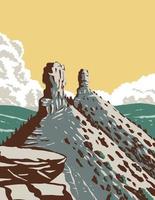 Schornsteinfelsen-Nationaldenkmal im San Juan National Forest im Südwesten Colorados WPA-Plakatkunst vektor