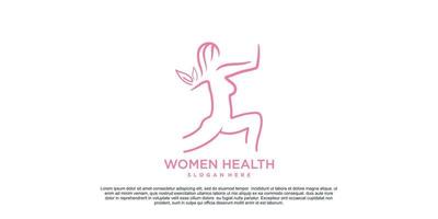 kvinna hälsa logotyp design och kvinna smal kropp unik begrepp premie vektor del 3