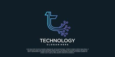 teknologi logotyp design med brev unik begrepp premie vektor