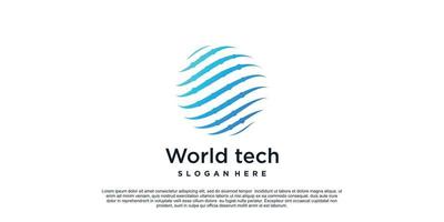 Welt Technik Logo Design einfach Konzept Prämie Vektor Teil 2