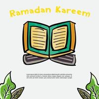 hand dragen helig bok ramadan kareem illustratör vektor