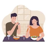 vektor illustration av Make och fru äta tillsammans