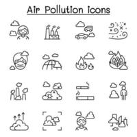 Luftverschmutzung, Viruskrise, Covid-19, Corona-Virus-Symbol im Stil einer dünnen Linie vektor