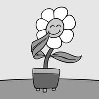 Schüchterner Blumen-Tintenkleks-Karikatur-Art-Vektor