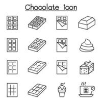 choklad ikonuppsättning i tunn linje stil vektor