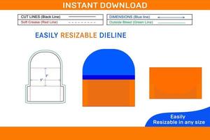 kuvert 3x5 tum dö skära mall och 3d låda vektor