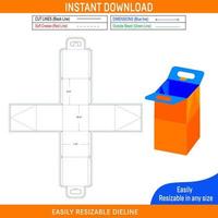tiffin eller mat bära låda fyrkant storlek Död linje mall och 3d låda design låda Död linje och 3d låda vektor