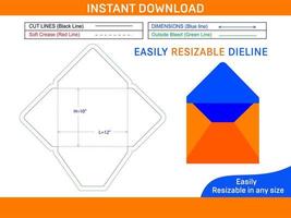 dokumentieren Halter Briefumschlag sterben Schnitt Vorlage Box Dieline und 3d Box vektor