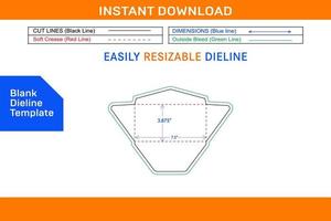 regulär Briefumschlag 3,875 x 7,5 Zoll sterben Schnitt Vorlage leer Dieline Vorlage vektor