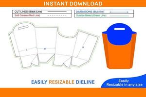 Französisch braten Kasten, Französisch braten Box sterben Schnitt Vorlage und 3d Box Design vektor