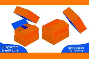 korrugerad 3 lock standard låda, gåva kartong kartong frakt låda dö skära mall 3d låda vektor